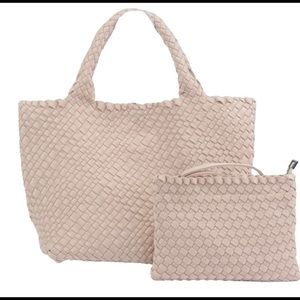 PreneLove Dusty Pink Woven Tote and Matching Wristlet